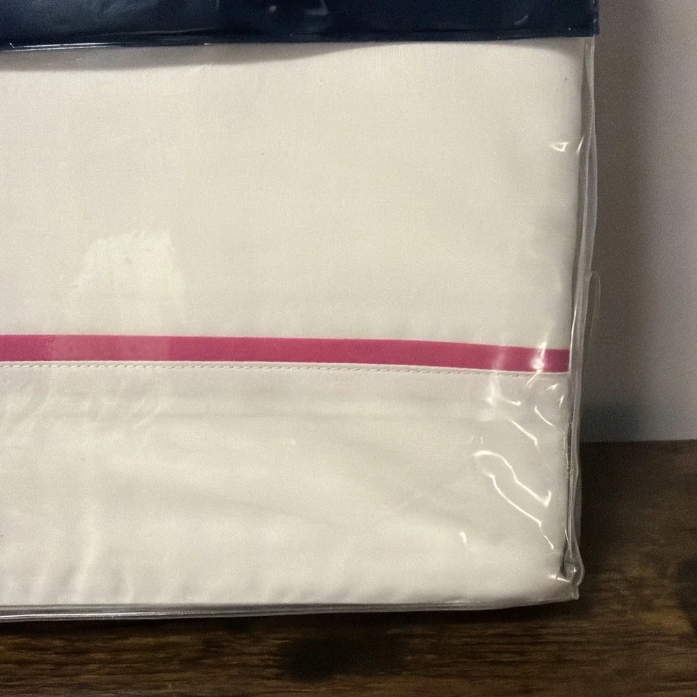 NEW Ralph Lauren Palmer Percale Full/Queen Duvet Cover, 100% Cotton White & Pink